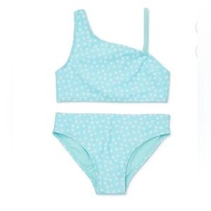 New Wonder Nation Girls Bikini Swimsuit UPF 50 Aqua Blue Size XL 14-16 NWT